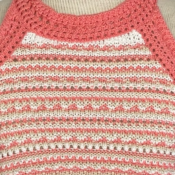BCBGeneration Halter Crochet Knit Tank Top Coral Pink Small - Picture 8 of 8